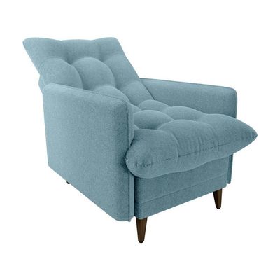Poltrona De Amamentação Com Puff Luxo Confortável Montreal Matrix Boucle Azul