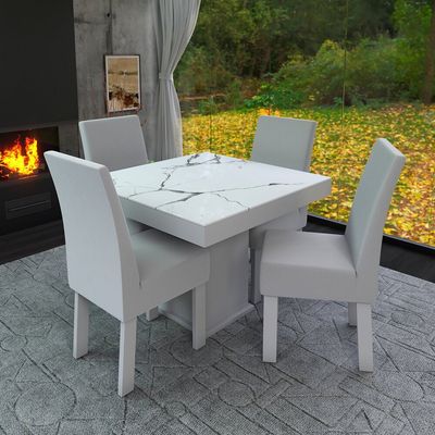 Conjunto de Mesa com 4 Cadeiras Talismã Dallas Branco/Cinza