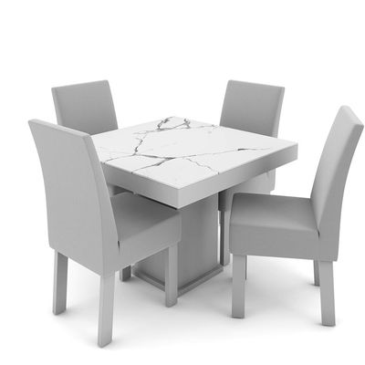 Conjunto de Mesa com 4 Cadeiras Talismã Dallas Branco/Cinza