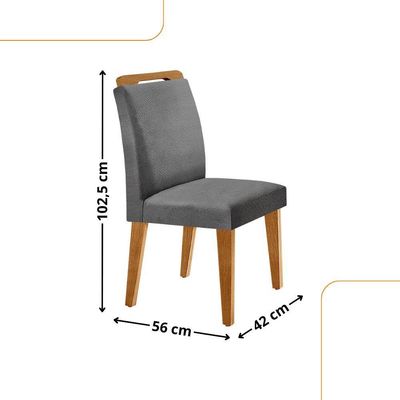 Conjunto Mesa Liz 120cm Com 4 Cadeiras Athenas Moderna Linho Grafite Off White Imbuia