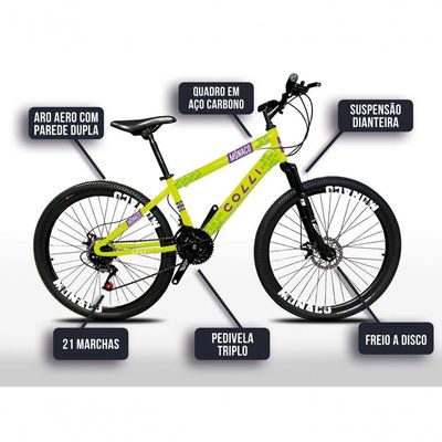Bicicleta Colli Mônaco Aro 26 Disco 21 V Rapid Fire Cor Vermelho Tamanho Do Quadro 13,5 Amarelo