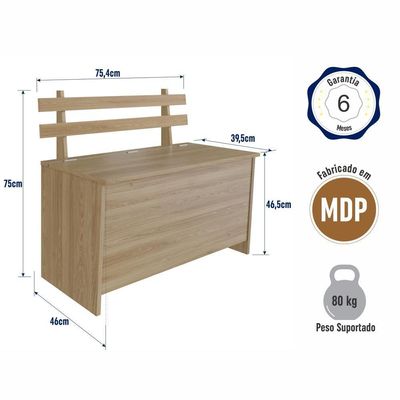 Armário Caixa De Lenha Porta Trecos Infantil 73cm Com Assento E Encosto Aveiro Oak Aveiro Oak