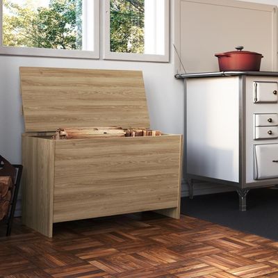 Armário Caixa De Lenha Porta Trecos Infantil 73cm Com Assento E Encosto Aveiro Oak Aveiro Oak