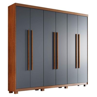 Guarda Roupa Casal Heros 6 Portas Com Pés Moderna Imbuia Com Grafite