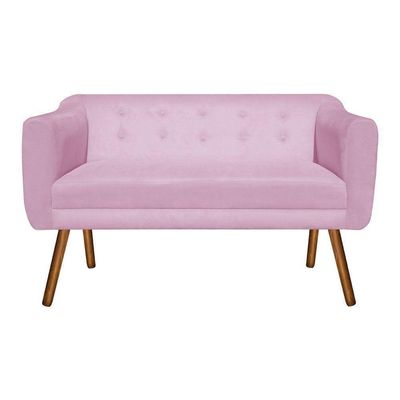 Namoradeira Julia 2 Lugares Rosa Bebê Pés Palito Castanho