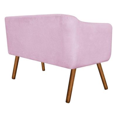 Namoradeira Julia 2 Lugares Rosa Bebê Pés Palito Castanho