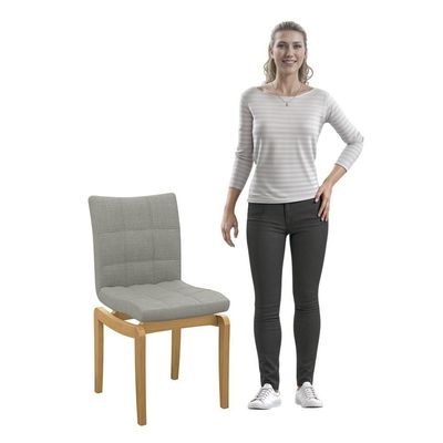 Cadeira Em Madeira Maciça Kappesberg Maya Suede Mescla Cinza/branco