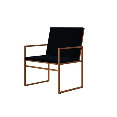 Kit 2 Poltronas Industriais Estofadas Isa Veludo Preto Base Cobre