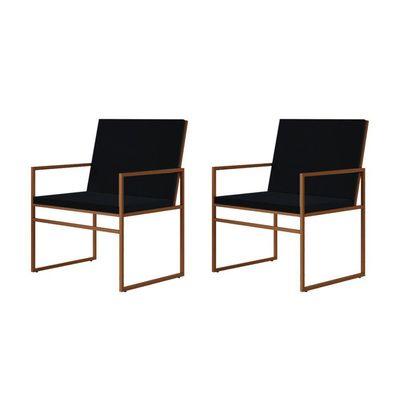 Kit 2 Poltronas Industriais Estofadas Isa Veludo Preto Base Cobre
