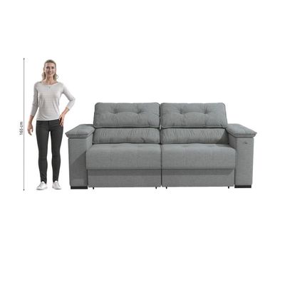 Sofá Cama Kappesberg Stelo Linho Cinza 230cm