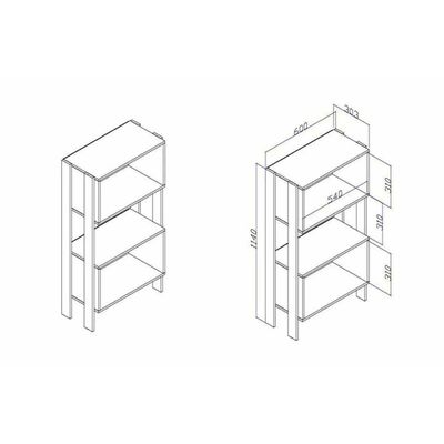 Estante para Sala RT3092 c/ 2 Nichos Rustico/Branco - Movelbento