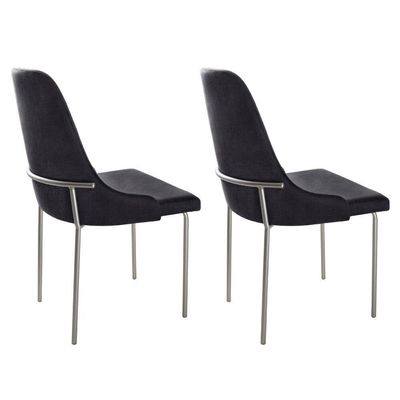Conjunto Com 2 Cadeiras Metal Vicenza Moderna Mobilia Linho Preto Prata