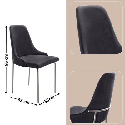 Conjunto Com 2 Cadeiras Metal Vicenza Moderna Mobilia Linho Preto Prata