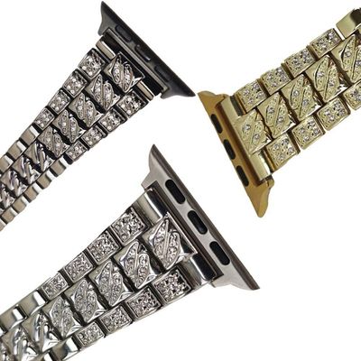 3 Pulseiras Smartwatch Inteligente Pedra Strass Aço 3 Elos
