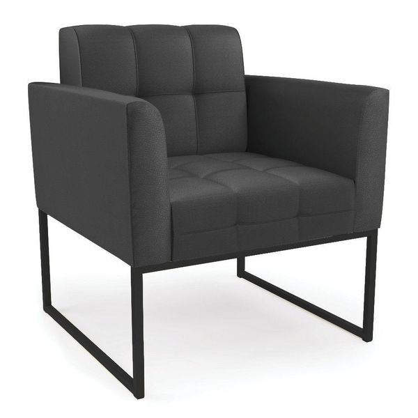 Poltrona Elisa Corino Preto Base Metálica Industrial Preto - D'rossi