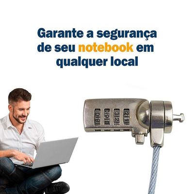 Trava De Segurança Notebook Pc Com Senha Cabo De Aço Segredo 4 Digitos