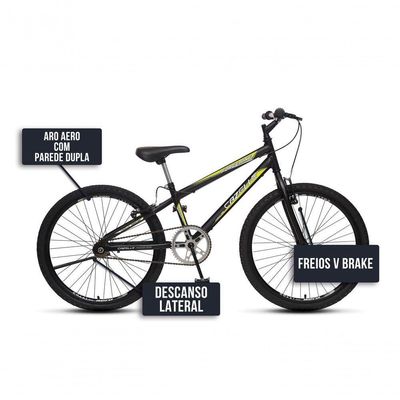 Bicicleta Force 1 Aro 24 Sem Marchas Freios V-brake Preto