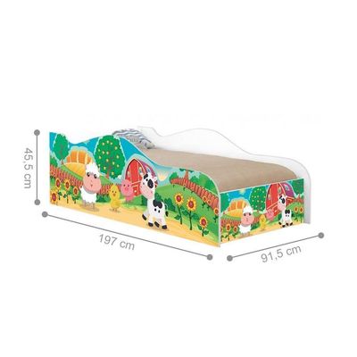 Cama Carro Fun Adesivada Fazendinha Colorida Solteiro
