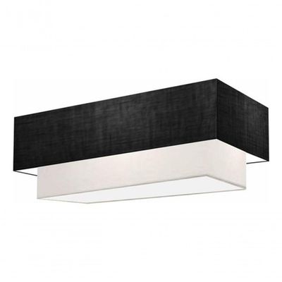 Plafon Duplo Retangular Vivare Md-3072 Cúpula Em Tecido Bivolt Preto-branco 127/220v