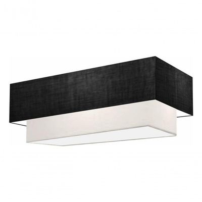 Plafon Duplo Retangular Vivare Md-3072 Cúpula Em Tecido Bivolt Preto-branco 127/220v