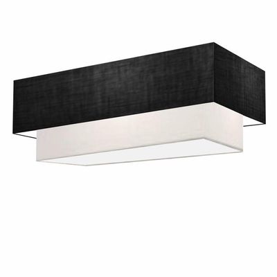 Plafon Duplo Retangular Vivare Md-3072 Cúpula Em Tecido Bivolt Preto-branco 127/220v