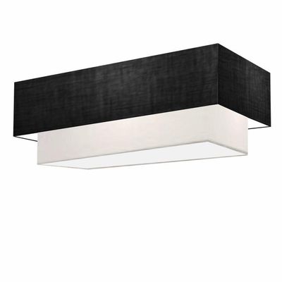 Plafon Duplo Retangular Vivare Md-3072 Cúpula Em Tecido Bivolt Preto-branco 127/220v