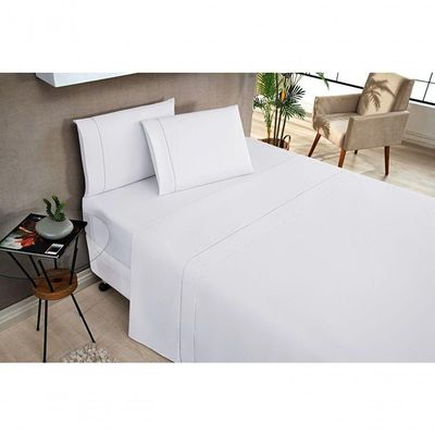 Jogo De Cama Solteiro Elegance 180 Fios 03 Peças - Branco