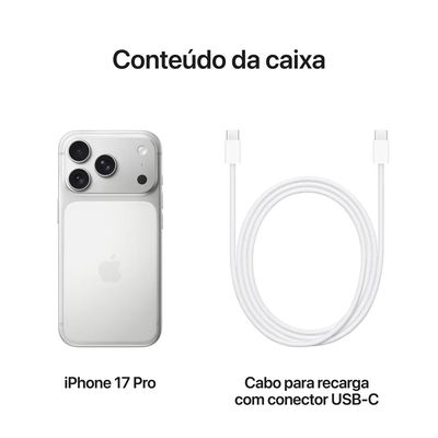 iPhone 17 Pro (1TB) Prateado, Tela de 6,3", 5G e Câmera de 48MP