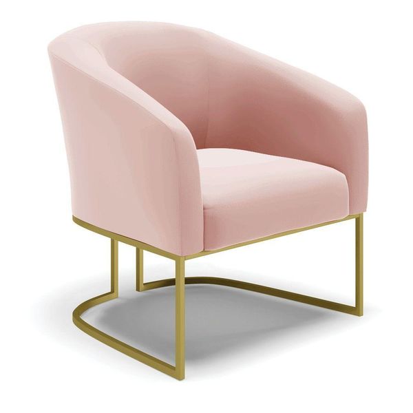 Poltrona Veludo Base Industrial Dourada Cor Rose Poltrona Veludo Base Industrial Dourada Cor Rose