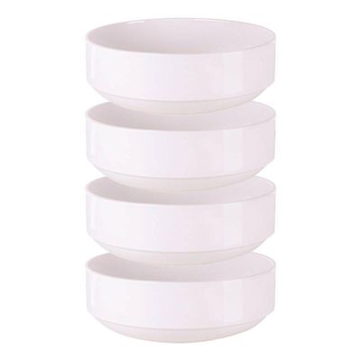 Jogo 4 Tigelas Bowl de Porcelana 16cm Paola Branca Cumbuca Empilhável Tramontina