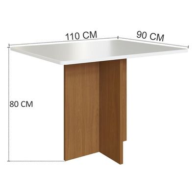 Mesa De Jantar Retangular 110cm 4 Lugares Multimóveis CR50212 Freijó-off White Freijó-off White