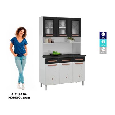 Armário De Cozinha Aço Kit Triplo Telasul Mirage New Bco/pto