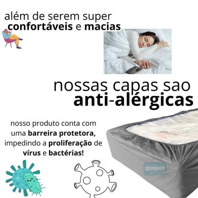 Capa Protetora Impermeável Colchão Lençol Elástico Solteiro 88x188x20cm - Cinza