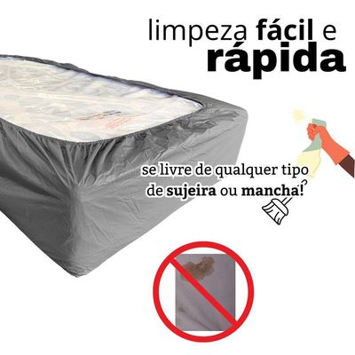 Capa Protetora Impermeável Colchão Lençol Elástico Solteiro 88x188x20cm - Cinza