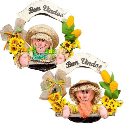 Decoração Guirlanda Espantalhos Caipira Enfeite Festa Junina Menina