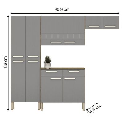 Cozinha Nala C/ Balcão Freijó Gris