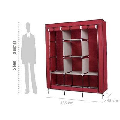 Guarda Roupa Cabideiro Portatil Prateleiras Dobravel Armario Arara Grande Organizador Azul