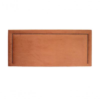 Cabeceira Casal Reta Luxo 140x60 Veludo Terracota - Tachas Fumê