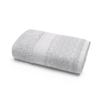 Toalha de Banho Melody com Renda Nice Bouton Prata