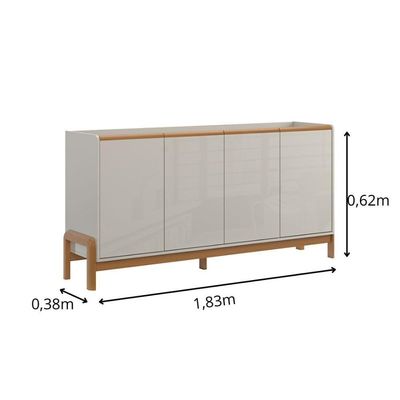 Aparador Buffet Para Sala Elegance 4 Portas Lukaliam Móveis Off White New-jequitiba Off White New-jequitiba