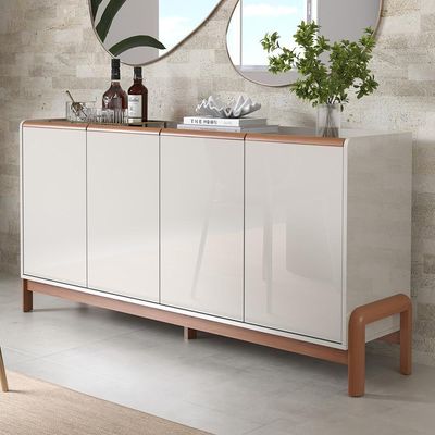 Aparador Buffet Para Sala Elegance 4 Portas Lukaliam Móveis Off White New-jequitiba Off White New-jequitiba