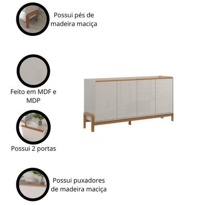Aparador Buffet Para Sala Elegance 4 Portas Lukaliam Móveis Off White New-jequitiba Off White New-jequitiba