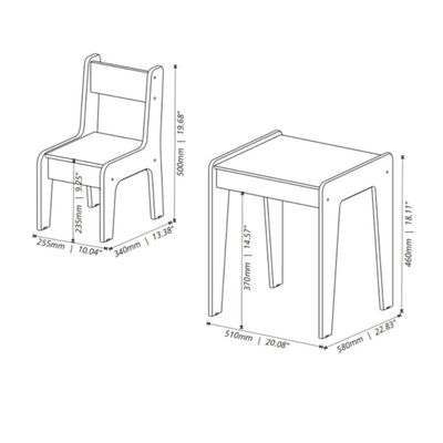 Conjunto De Mesa Infantil Com 2 Cadeiras Mdf Helena Branco Brilho