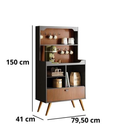 Cantinho Do Café Rubi Armário Para Cozinha Preto-tauari Ripado