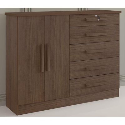 Cômoda New Athos 5 Gavetas Com Sapateira D Doro Castanho