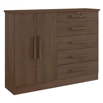 Cômoda New Athos 5 Gavetas Com Sapateira D Doro Castanho