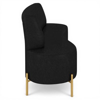 Sofá 2 Lugares 135cm Pés Aço Dourado Tamar Sintético Preto Z08 - Mpozenato