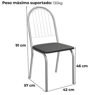 Kit 2 Cadeiras Cromada Sala Jantar 2C077CR Corino Kappesberg Preto