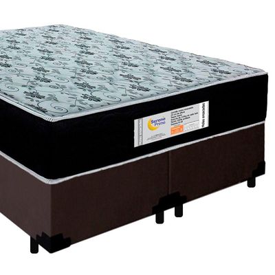 Cama Box Queen Bipartido Suede + Colchão Molas Ensacadas Sereneprime Sonnolux 158x198x65 Marrom