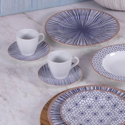 Xícara e Pires para Café Expresso 95ml em Porcelana Decorada Tramontina Abstratta Cozinha Servir